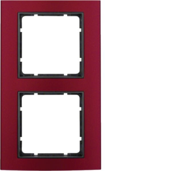 HAGER BOCCHIOTTI - Cornice doppia Berker B.3 alu rosso/antracite opaco, alluminio anodizzato