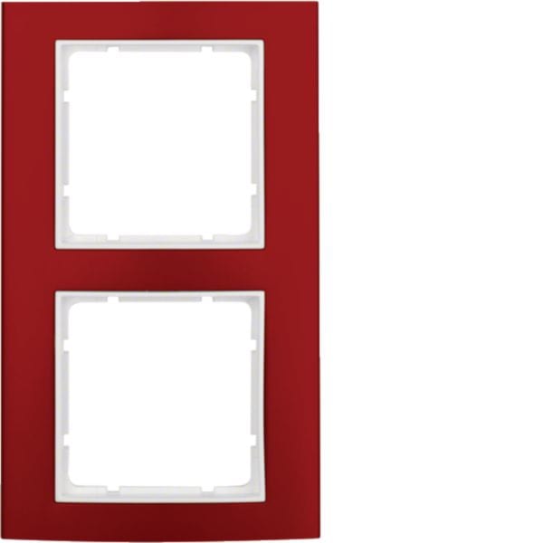 HAGER BOCCHIOTTI - Cornice doppia Berker B.3 alu rosso/bianco polare opaco, alluminio anodizzato