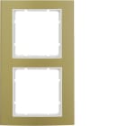 HAGER BOCCHIOTTI - Cornice doppia Berker B.3 alu oro/bianco polare opaco, alluminio anodizzato