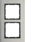 HAGER BOCCHIOTTI - Cornice doppia vert. Serie B.7 acciaio inox/antrac.opaco, metallo spazzolato