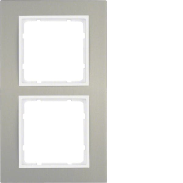 HAGER BOCCHIOTTI - Cornice doppia Berker B.3 alu/bianco polare opaco, alluminio anodizzato
