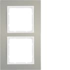 HAGER BOCCHIOTTI - Cornice doppia Berker B.3 alu/bianco polare opaco, alluminio anodizzato