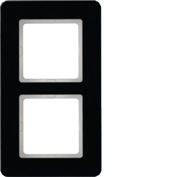 HAGER BOCCHIOTTI - Cornice doppia Berker Q.7 vetro nero