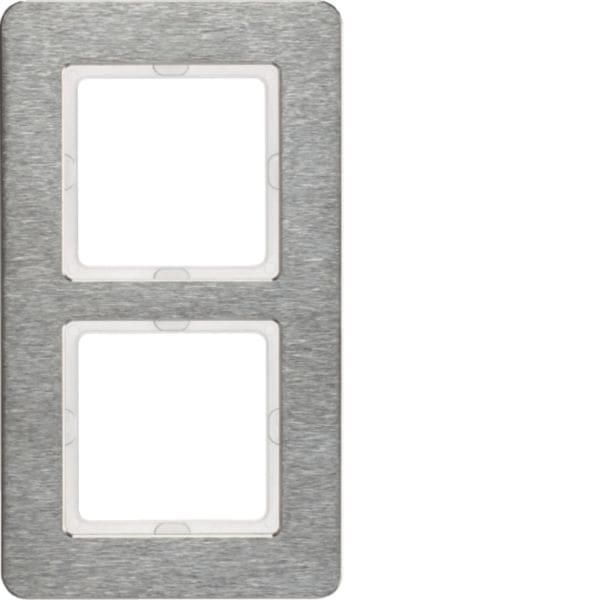 HAGER BOCCHIOTTI - Cornice doppia verticale Berker Q.7 acciao inossidabile, metallo spazzolato