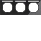 HAGER BOCCHIOTTI - Cornice tripla x montaggio orizzontale con portaetich. Berker R.3 nero lucido