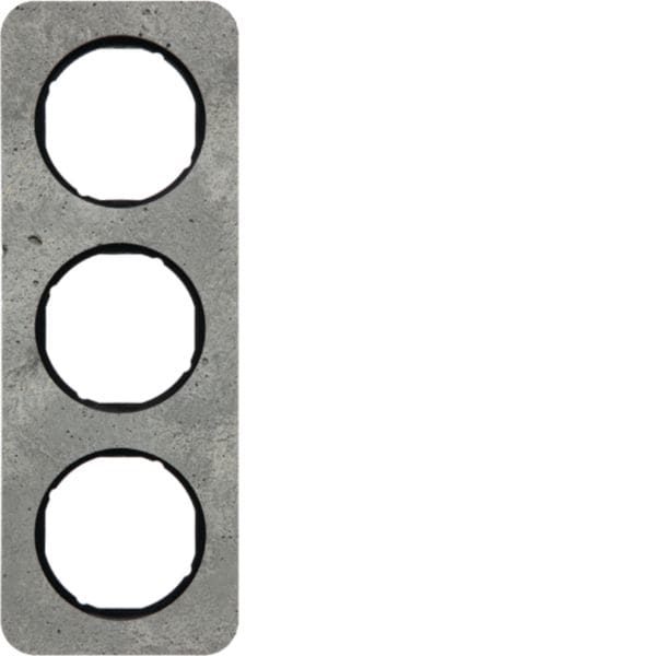 HAGER BOCCHIOTTI - Cornice tripla Berker R.1 grigio/nero lucido, calcestruzzo