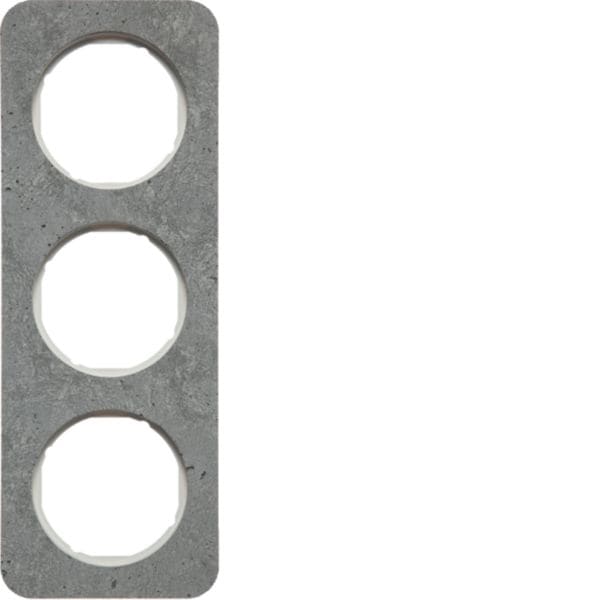 HAGER BOCCHIOTTI - Cornice tripla Berker R.1 grigio/bianco polare lucido, calcestruzzo