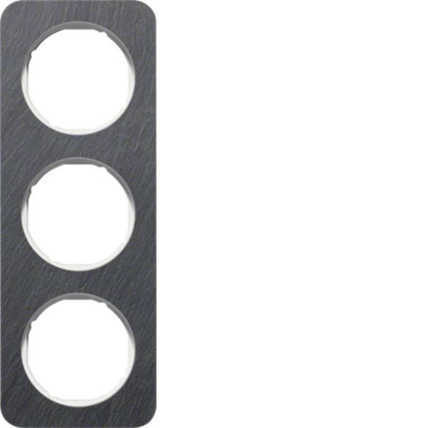 HAGER BOCCHIOTTI - Cornice tripla Berker R.1 antracite/bianco polare lucido, ardesia naturale
