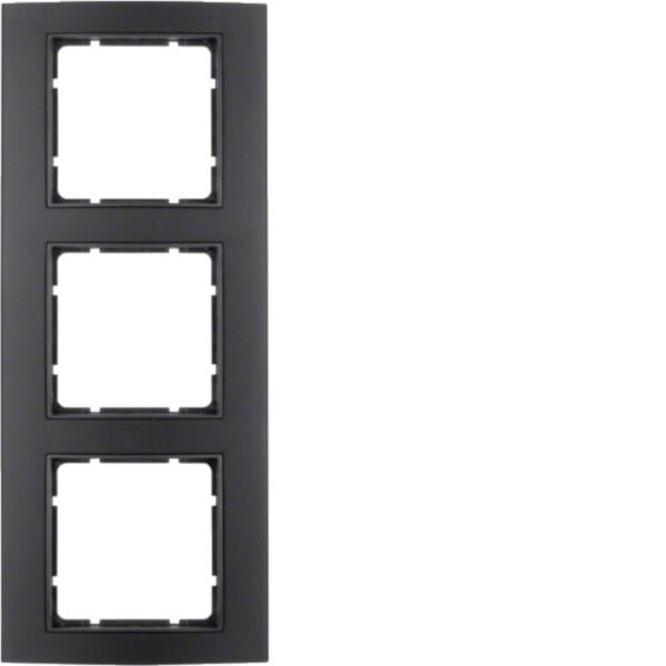 HAGER BOCCHIOTTI - Cornice tripla Berker B.3 alu nero/antracite opaco, alluminio anodizzato