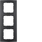 HAGER BOCCHIOTTI - Cornice tripla Berker B.3 alu nero/antracite opaco, alluminio anodizzato