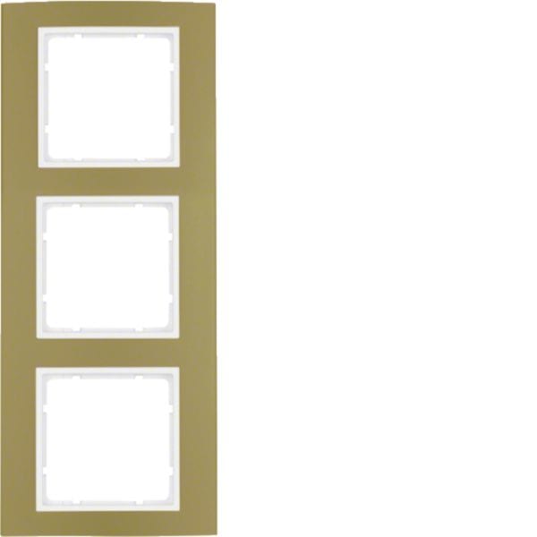 HAGER BOCCHIOTTI - Cornice tripla Berker B.3 alu oro/bianco polare opaco, alluminio anodizzato