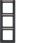 HAGER BOCCHIOTTI - Cornice tripla per montaggio verticale Serie Q.1 antracite velluto, verniciato