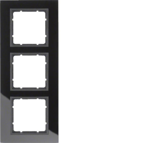 HAGER BOCCHIOTTI - Cornice in vetro tripla Berker B.7 vetro nero/antracite opaco