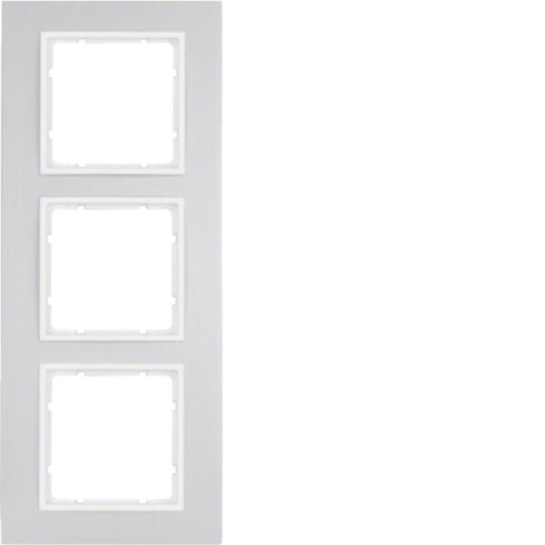 HAGER BOCCHIOTTI - Cornice tripla Berker B.7 alu/bianco polare opaco, alluminio anodizzato