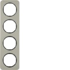 HAGER BOCCHIOTTI - Cornice quadrupla Berker R.1 acciaio inox/nero