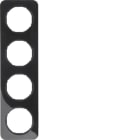 HAGER BOCCHIOTTI - Cornice quadrupla Berker R.1 nero lucido