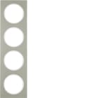 HAGER BOCCHIOTTI - Cornice quadrupla Berker R.3 acciaio inox/bianco polare