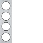 HAGER BOCCHIOTTI - Cornice quadrupla Berker R.3 alu/nero