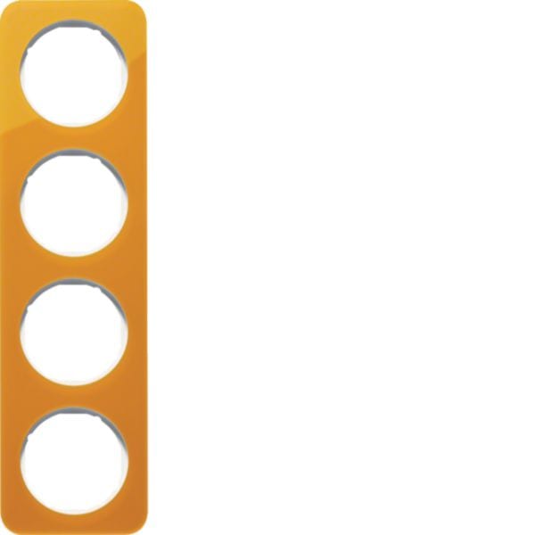 HAGER BOCCHIOTTI - Cornice quadrupla Berker R.1 arancione trasparente/bianco polare lucido, acrilic