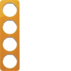 HAGER BOCCHIOTTI - Cornice quadrupla Berker R.1 arancione trasparente/bianco polare lucido, acrilic