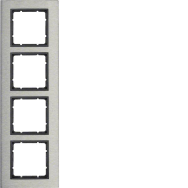 HAGER BOCCHIOTTI - Cornice quadrupla vert. Serie B.7 acciaio inox/antrac.opaco, metallo spazzolato