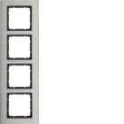 HAGER BOCCHIOTTI - Cornice quadrupla vert. Serie B.7 acciaio inox/antrac.opaco, metallo spazzolato