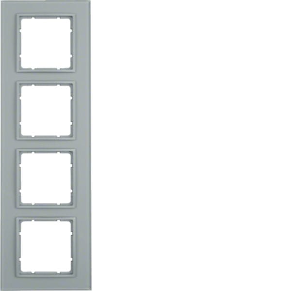 HAGER BOCCHIOTTI - Cornice in vetro quadrupla Berker B.7 vetro alu/alu opaco, verniciato