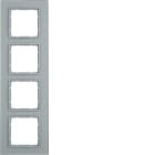 HAGER BOCCHIOTTI - Cornice in vetro quadrupla Berker B.7 vetro alu/alu opaco, verniciato