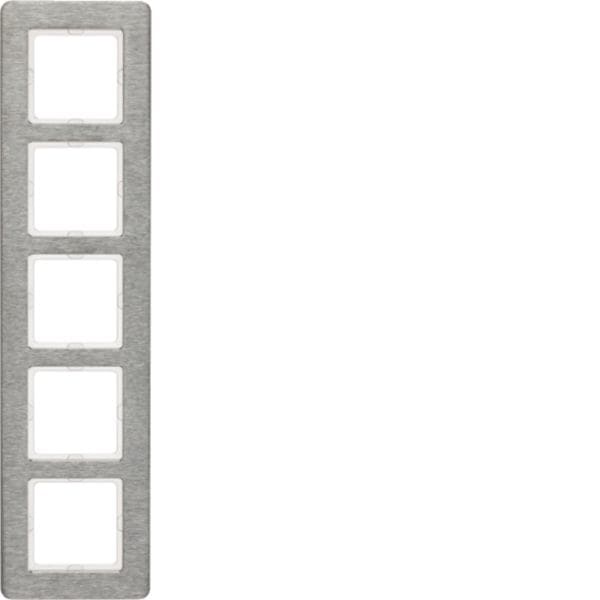 HAGER BOCCHIOTTI - Cornice quintupla verticale Berker Q.7 acciao inossidabile, metallo spazzolato