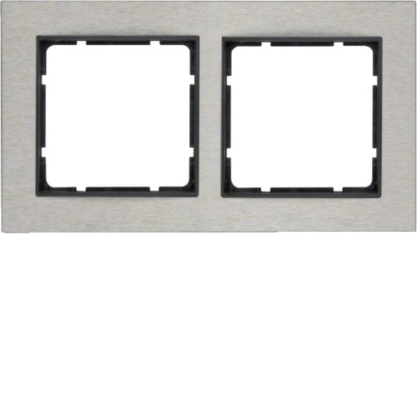 HAGER BOCCHIOTTI - Cornice doppia orizz. Serie B.7 acciaio inox/antrac.opaco, metallo spazzolato