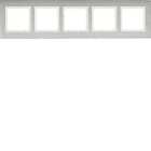 HAGER BOCCHIOTTI - Cornice quintupla orizz. Serie B.7 acciaio inox/bianco pol. opac, metallo spazz.