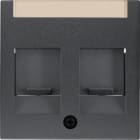 HAGER BOCCHIOTTI - Pezzo c.le con 2 otturatori antipolvere Serie B.3/B.7 antrac.opaco