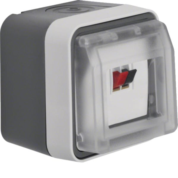 HAGER BOCCHIOTTI - Scatola x colleg. altoparl. + coperch a parete Serie W.1 grigio chiaro opac