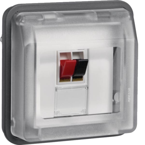 HAGER BOCCHIOTTI - Inserto x colleg. altoparl. + coperch parete/incasso Serie W.1 grigio opac