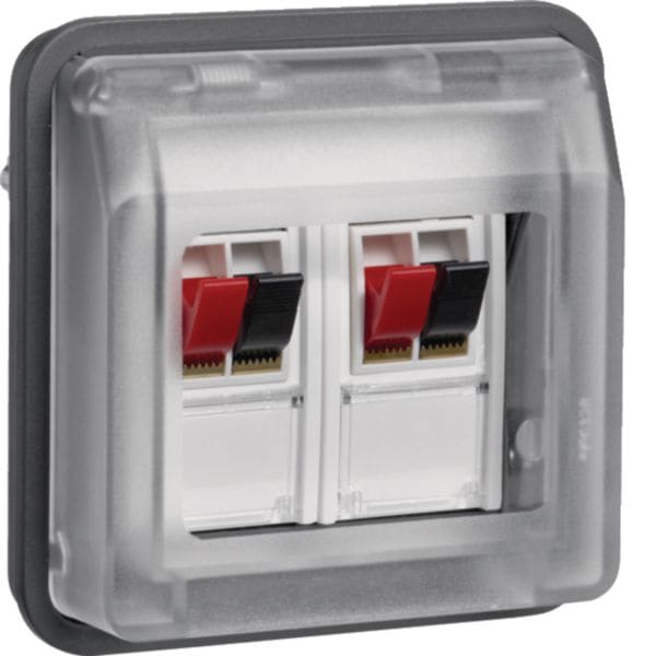 HAGER BOCCHIOTTI - Inserto x colleg. altoparl. stereo + coperch parete/incasso Serie W.1 grigio op.