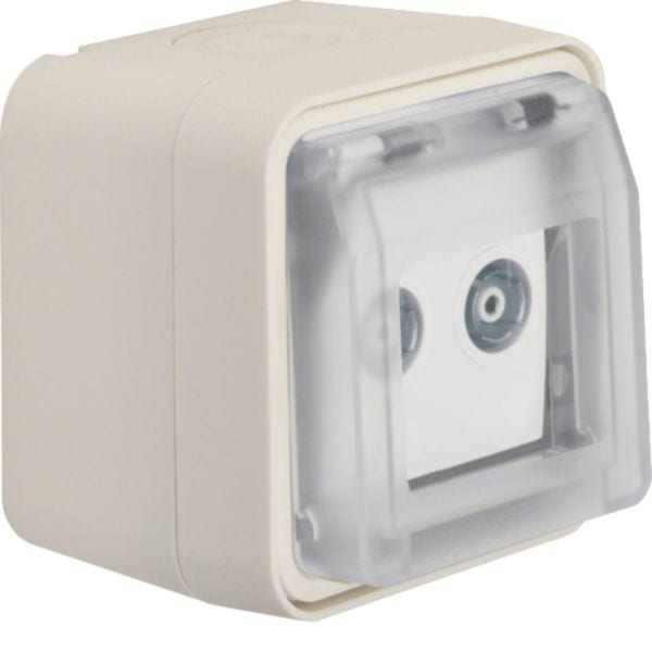 HAGER BOCCHIOTTI - Presa TV doppia terminale con coperchio a parete Serie W.1 bianco pol. opac