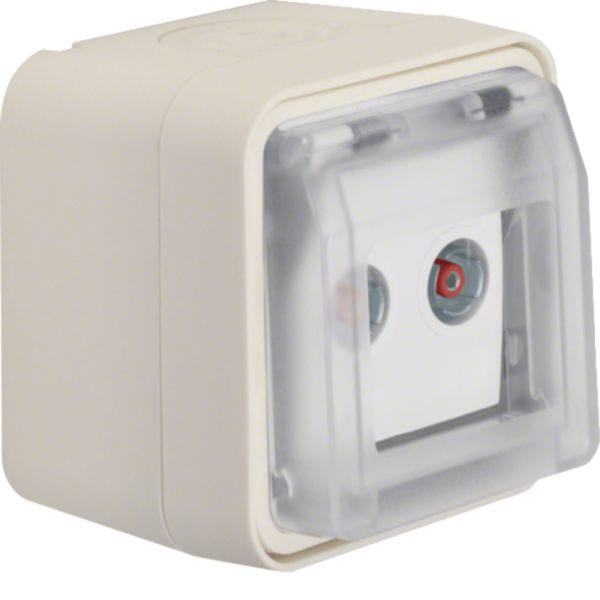 HAGER BOCCHIOTTI - Presa TV doppia passante con coperchio a parete Serie W.1 Bianco pol. opaco