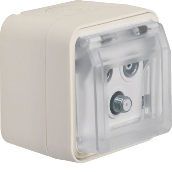HAGER BOCCHIOTTI - Presa TV tripla terminale con coperchio a parete Serie W.1 bianco pol. opac