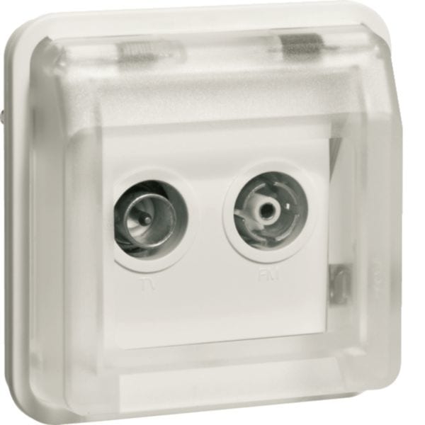 HAGER BOCCHIOTTI - Inserto presa TV doppia + coperch par./inc. terminale Serie W.1 bianco pol. opac