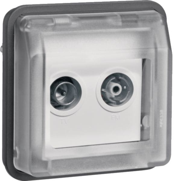 HAGER BOCCHIOTTI - Inserto presa TV doppia + coperch par./inc. terminale Serie W.1 grigio opac