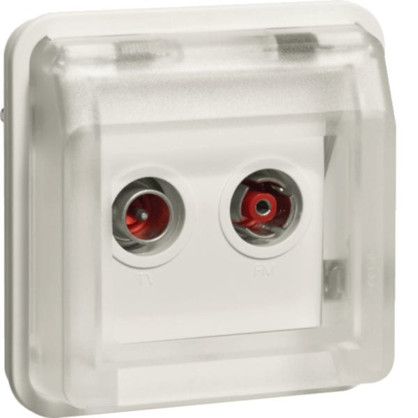 HAGER BOCCHIOTTI - Inserto presa TV doppia + coperch par./inc. passante Serie W.1 bianco pol. opac