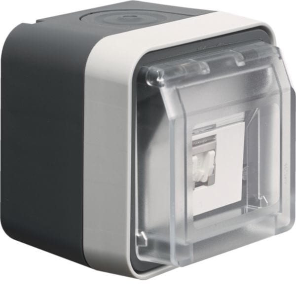 HAGER BOCCHIOTTI - Presa RJ a 8 poli scherm + coperch x parete cat. 6 Serie W.1 grigio/gri chiar op