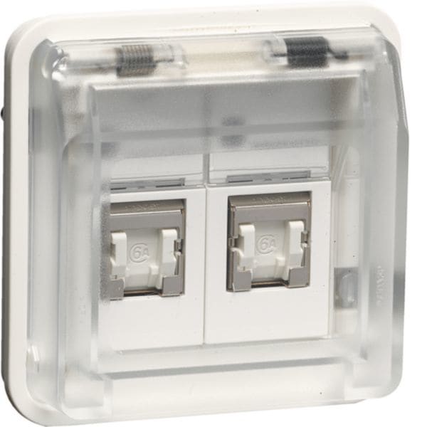 HAGER BOCCHIOTTI - Presa RJ univers. a 8/8 poli scherm con coperch Cat.6 Serie W.1 bianco pol. opac