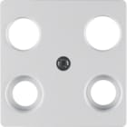 HAGER BOCCHIOTTI - Mascherina centrale per presa TV quadrupla HIRSCH. alu opaco, verniciato