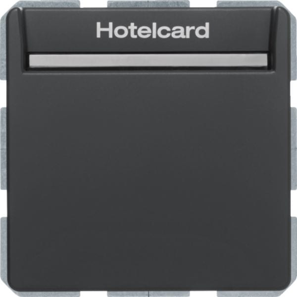 HAGER BOCCHIOTTI - Int. a relè con mascherina c.le x Hotel Card Serie Q.1/Q.3 antrac.vellut, vern.