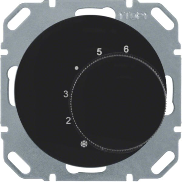 HAGER BOCCHIOTTI - Termostato, contatto di commutazione, + pezzo c.le Serie R.1/R.3 nero lucido