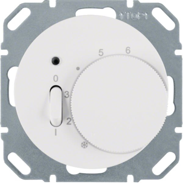 HAGER BOCCHIOTTI - Termostato, cont. NC, + pezzo c.le Serie R.1/R.3 bianco pol. luc.