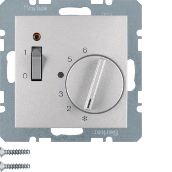 HAGER BOCCHIOTTI - Termostato, cont. NC, + pezzo c.le, 24 V CA/CC Serie B.7 alu opac, vern.