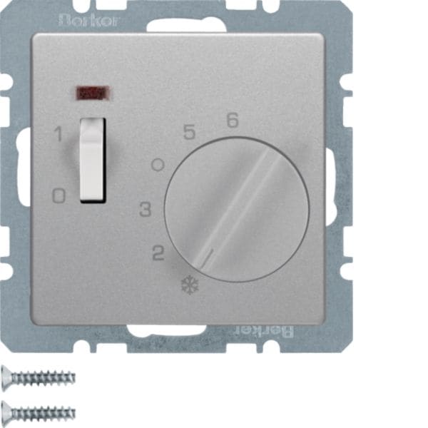 HAGER BOCCHIOTTI - Termostato, cont. NC, + pezzo c.le, 24 V AC/DC Serie Q.1/Q.3 alu vellut, vern.