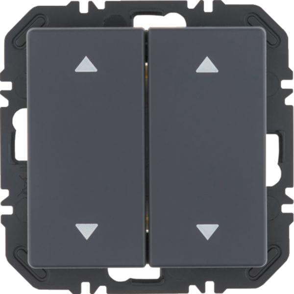 HAGER BOCCHIOTTI - Modulo EnOcean con bilanciere doppio con frecce, Q.x velluto vern. antracite